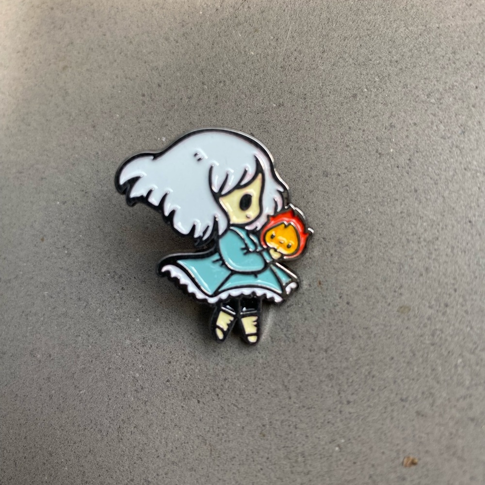 Howls Moving Castle Calcifer Metal Pin Lapel Brooch Hayao Miyazaki Studio Ghibli